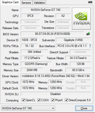 The GPU-Z image shows what specs you can expect in Nvidia's GTX 740