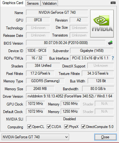 EVGA GT 740 Superclocked Specs