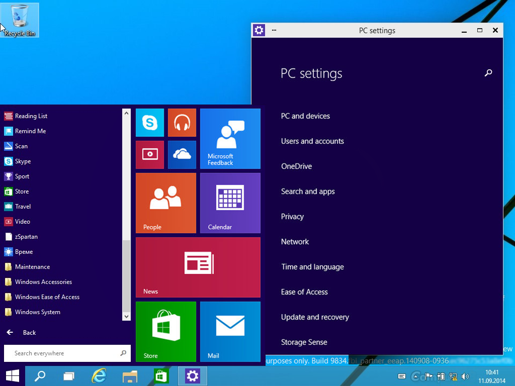 Windows 9 desktop start menu in all of its non metro glory