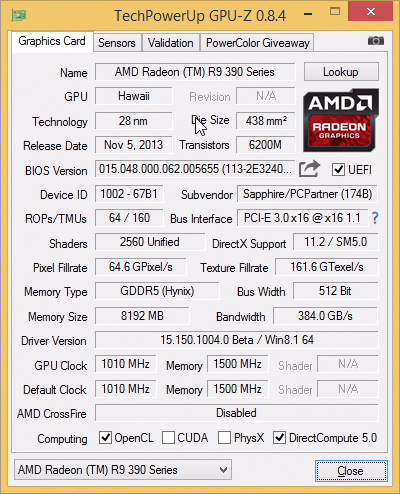 Sapphire radeon r9 online 390x 8gb